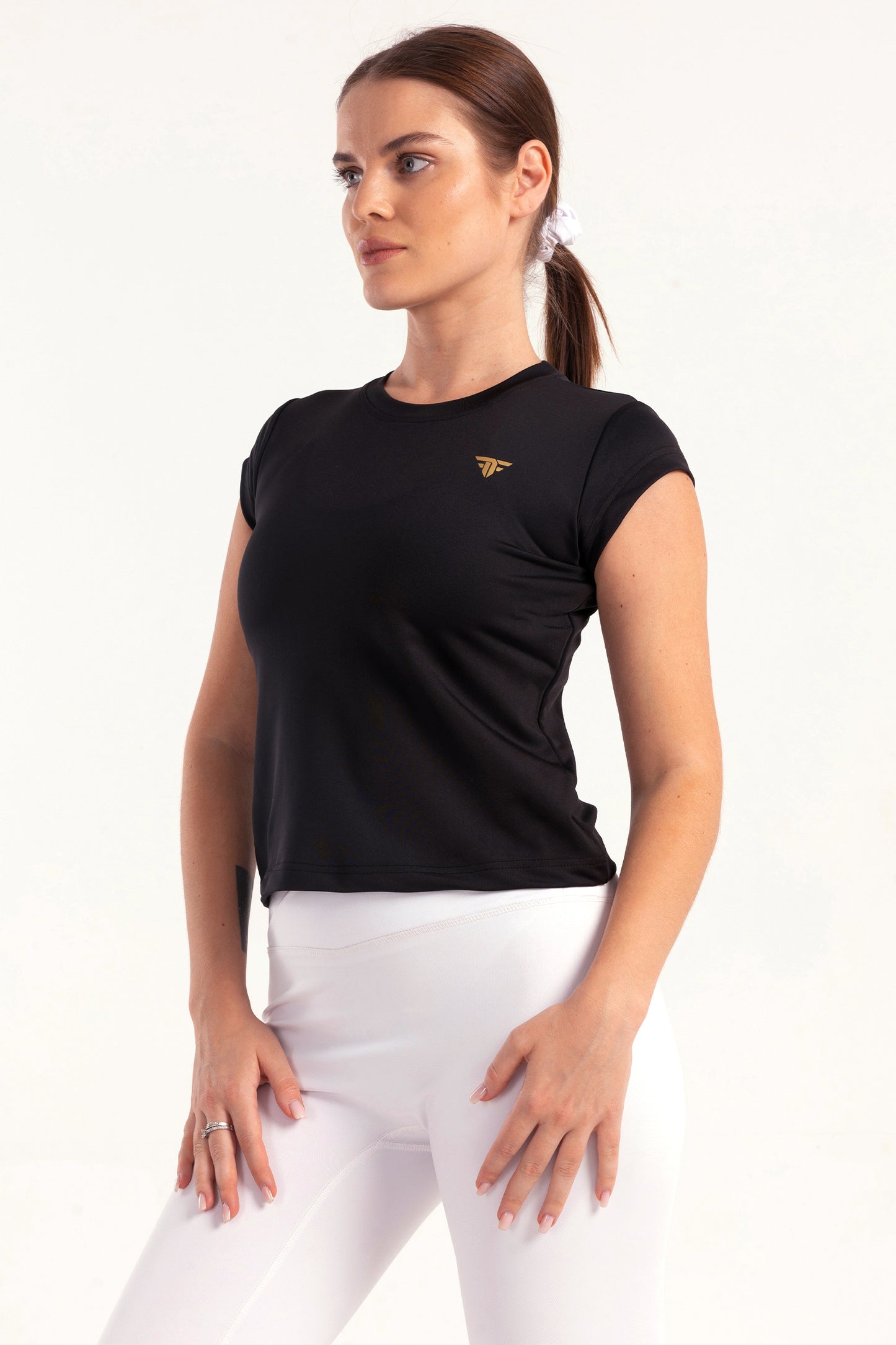 Black Strength Cap Sleeve Top