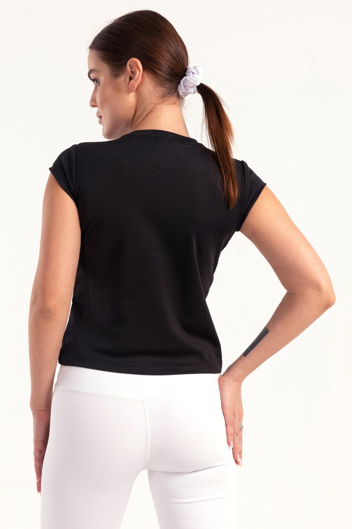 Black Strength Cap Sleeve Top