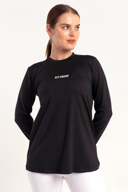 Black Long Sleeve Top - tops, workout tops