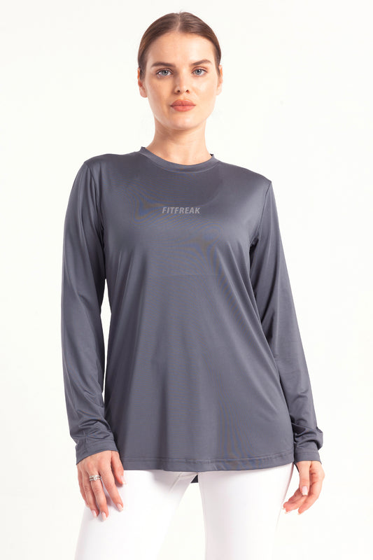 Smoke Grey Long Sleeve Top
