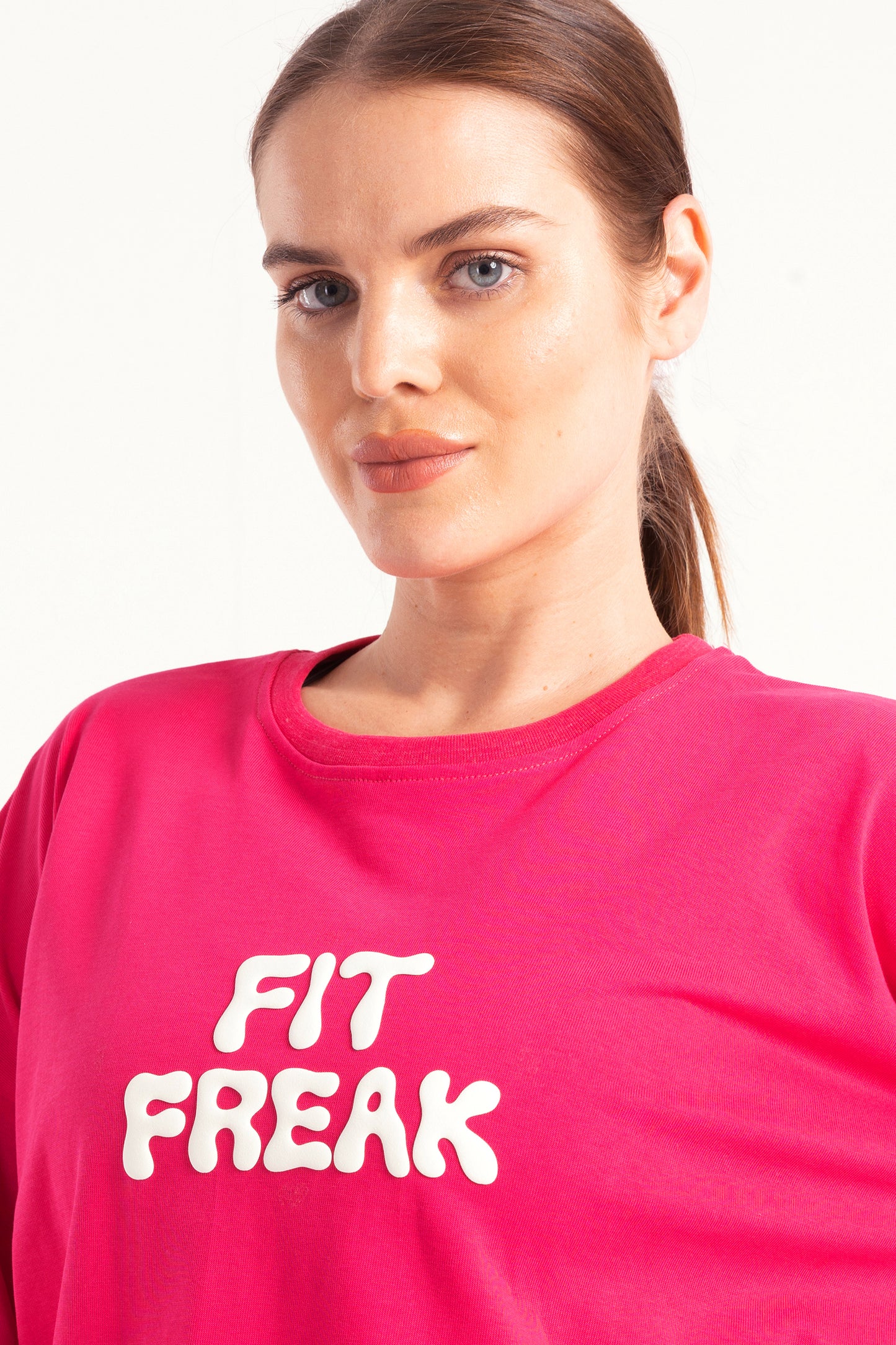 Fuchsia Bold Print Side Slit Top