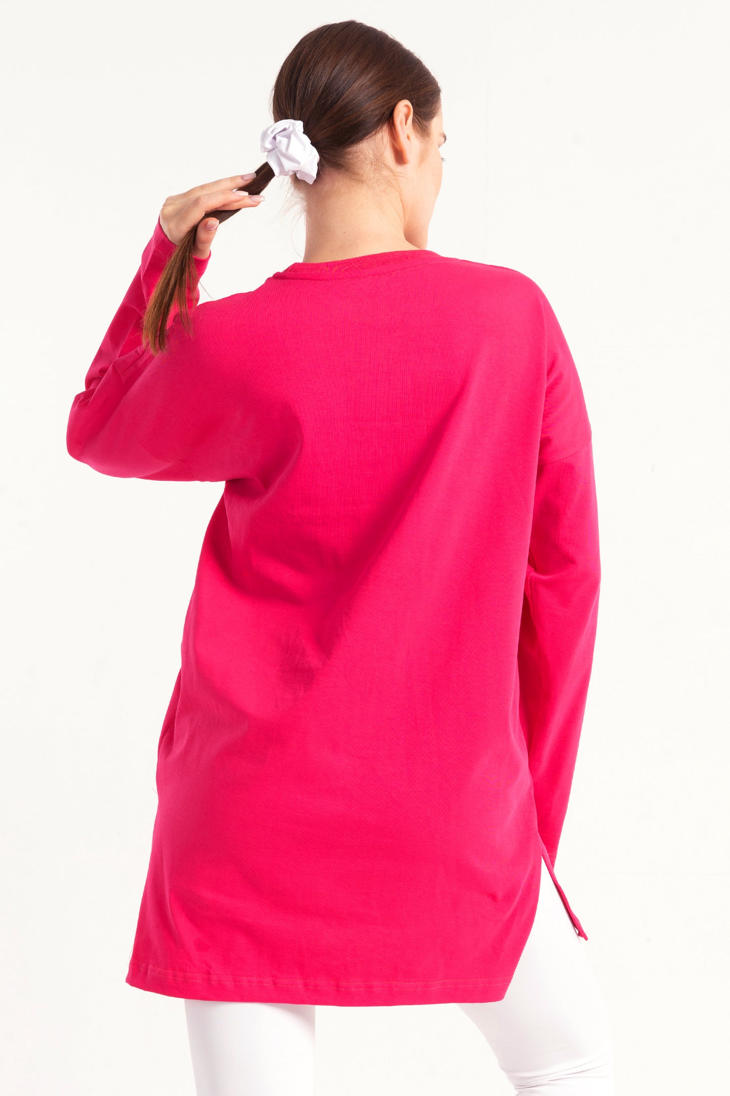 Fuchsia Bold Print Side Slit Top