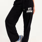 Black Pop Print Sweatpants