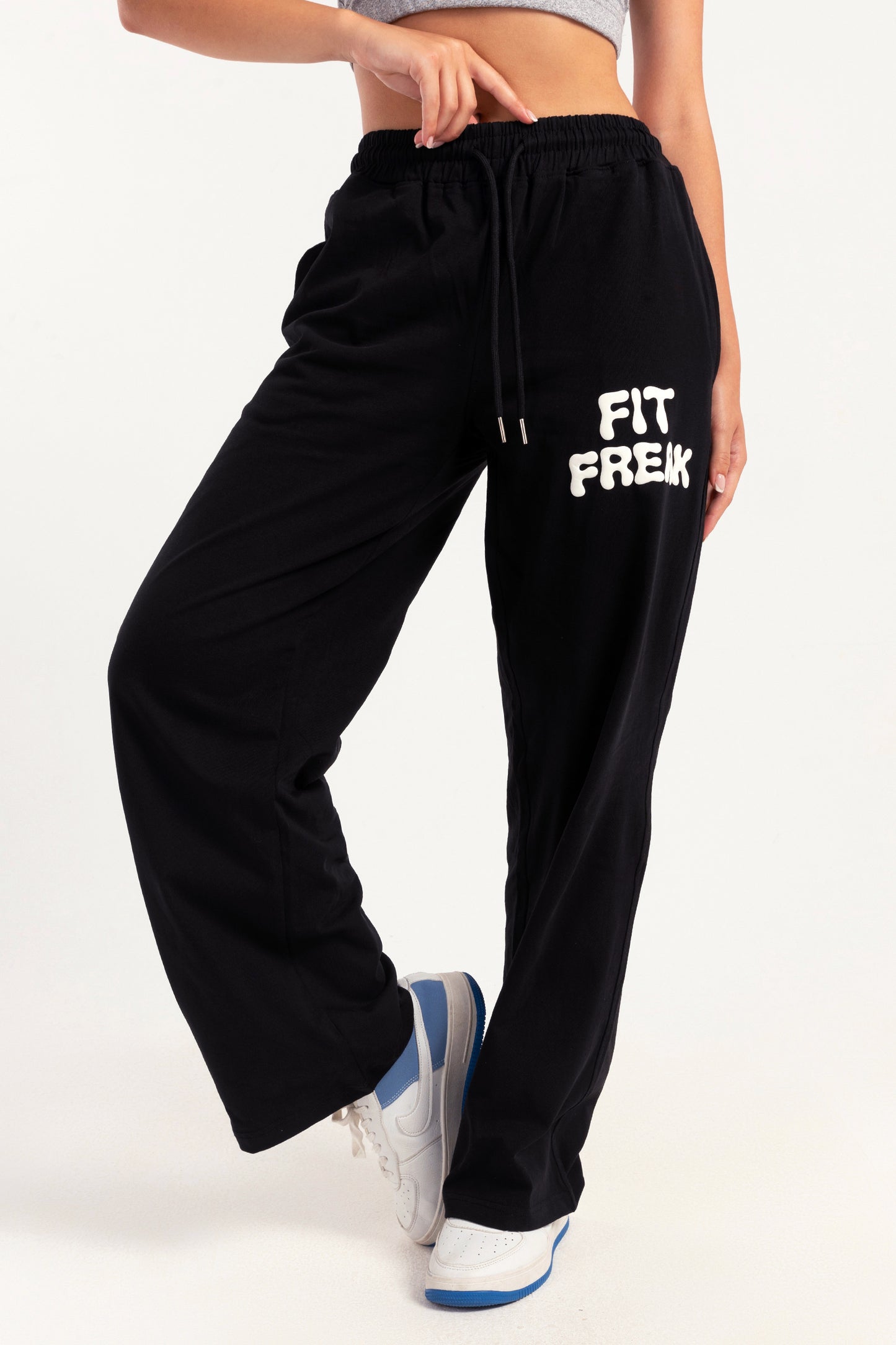 Black Pop Print Sweatpants
