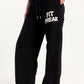 Black Pop Print Sweatpants