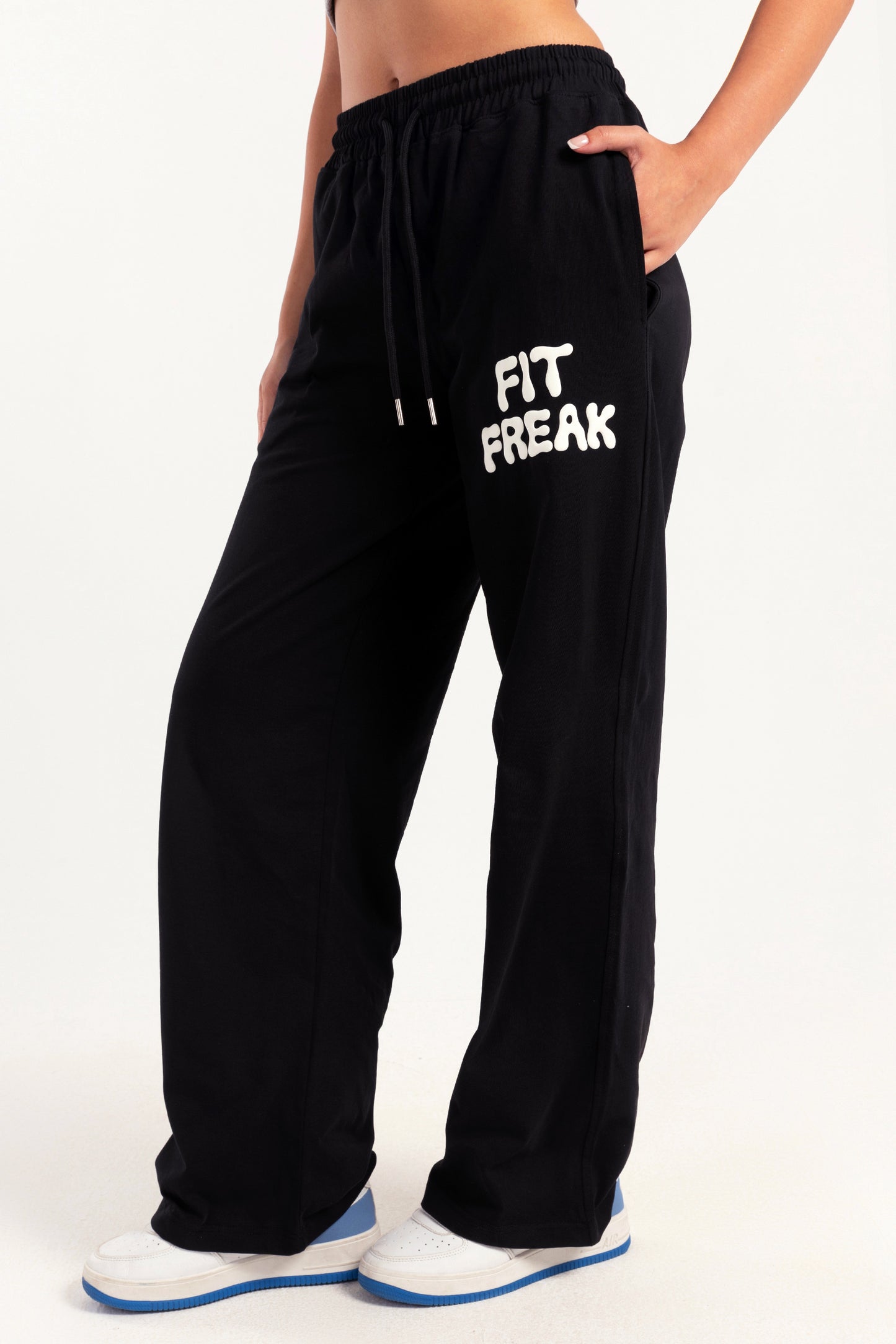 Black Pop Print Sweatpants