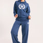 Steel Blue Elite Crest Oversized Hoodie