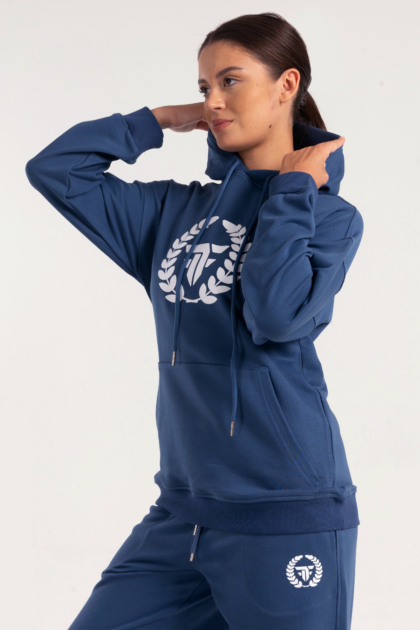 Steel Blue Elite Crest Oversized Hoodie