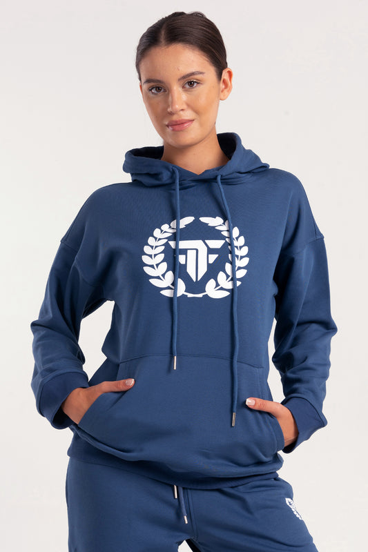 Steel Blue Elite Crest Oversized Hoodie