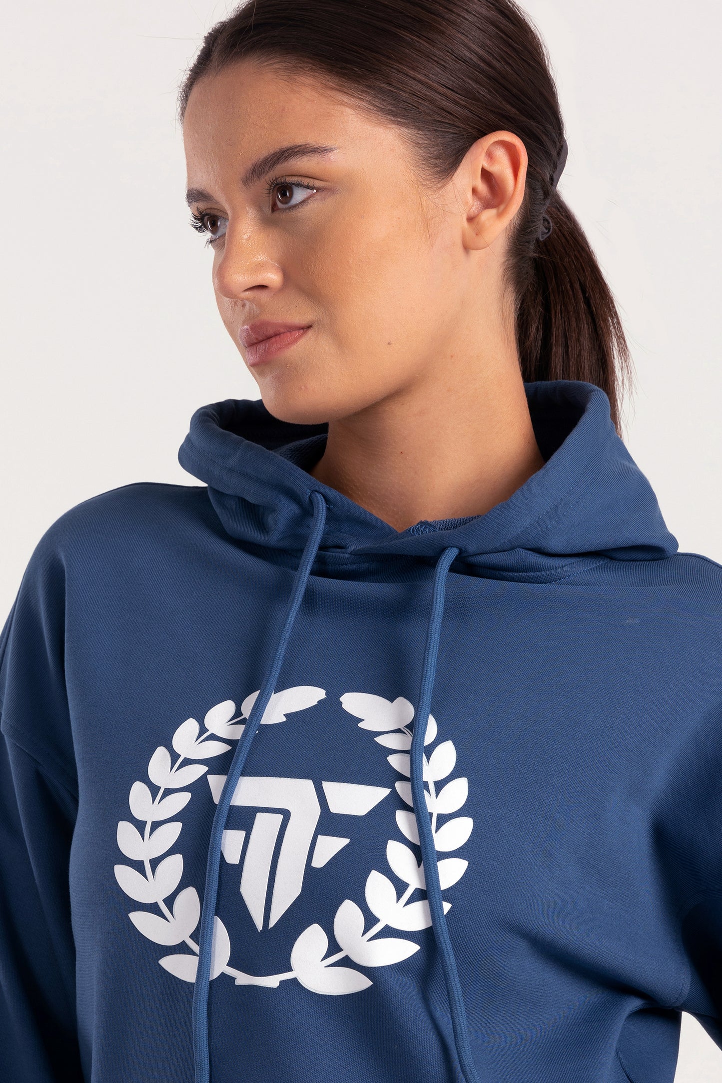 Steel Blue Elite Crest Oversized Hoodie