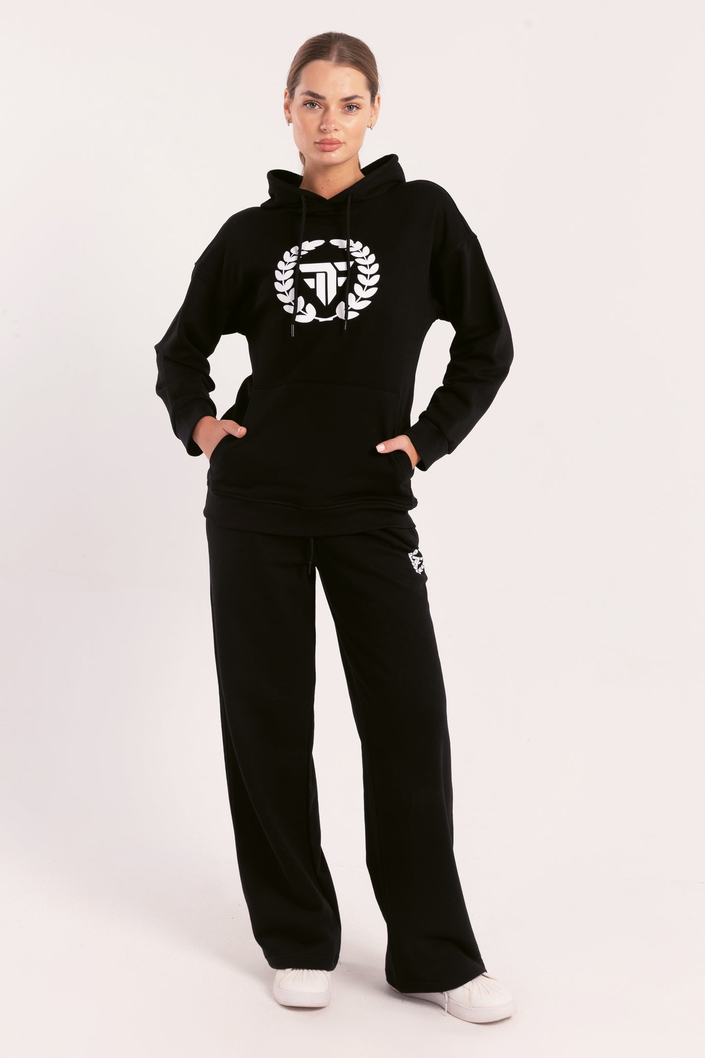 Black Elite Crest Oversized Hoodie