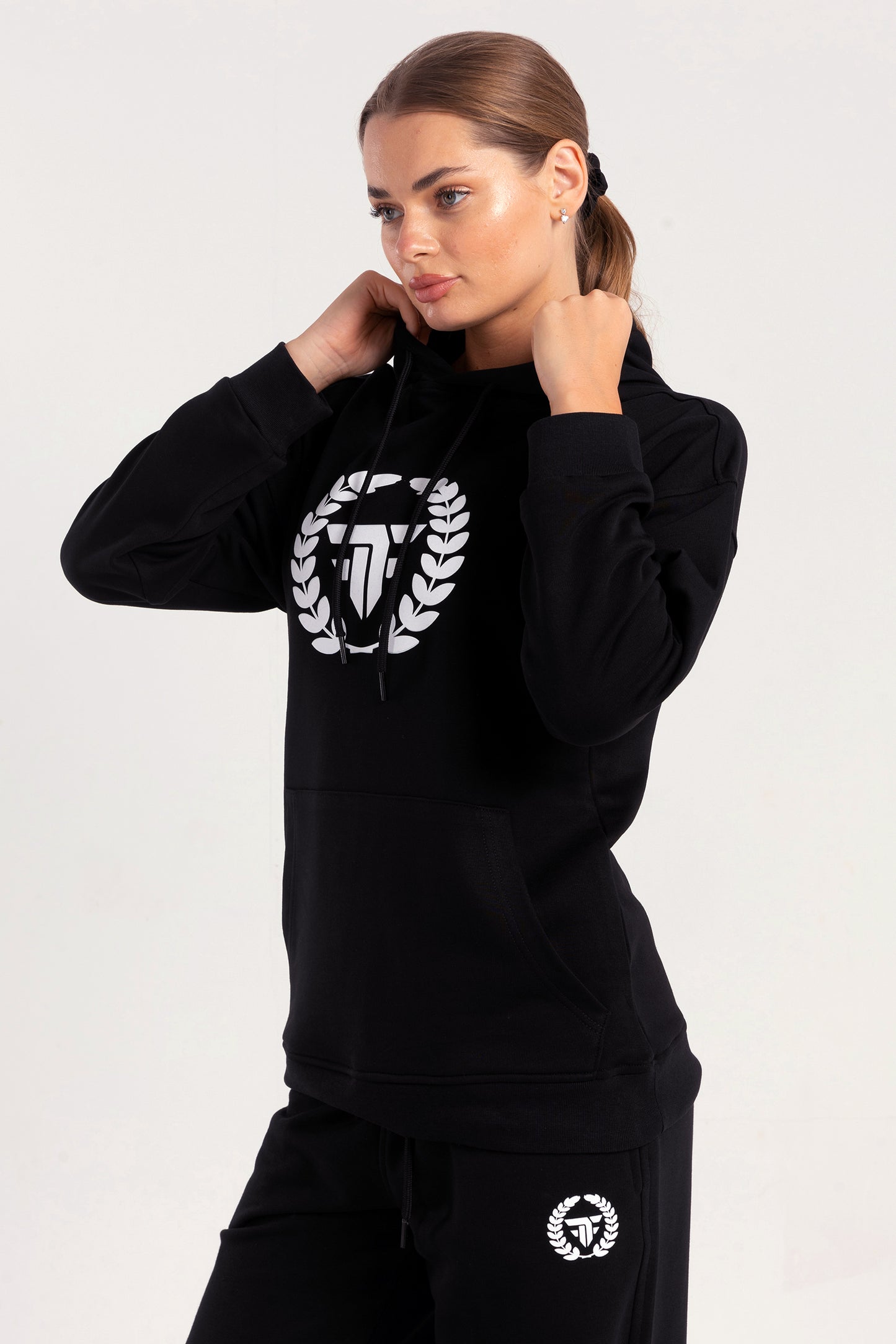 Black Elite Crest Oversized Hoodie
