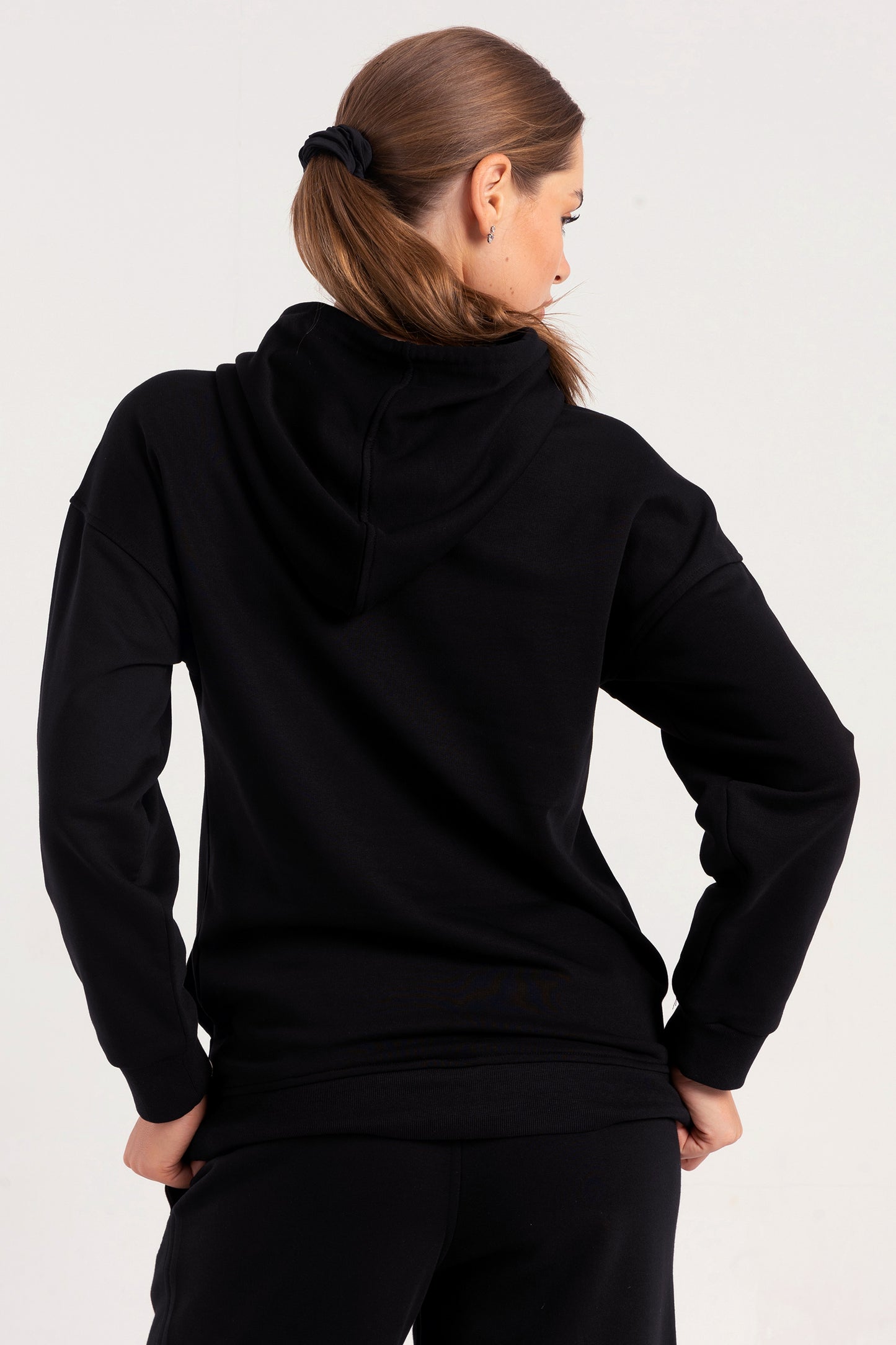 Black Elite Crest Oversized Hoodie