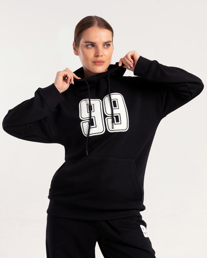 Black Ninety-Nine Oversized Hoodie - tops, workout tops