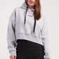 Boxy cropped basic hoodie in light grey