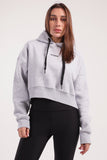 Boxy cropped basic hoodie in light grey