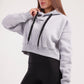 Boxy cropped basic hoodie in light grey