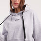 Boxy cropped basic hoodie in light grey