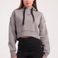 Boxy cropped basic hoodie in greige