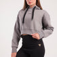 Boxy cropped basic hoodie in greige