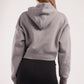 Boxy cropped basic hoodie in greige