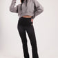 Boxy cropped basic hoodie in greige