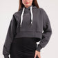 Boxy cropped basic hoodie in dark grey