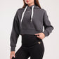 Boxy cropped basic hoodie in dark grey