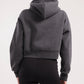 Boxy cropped basic hoodie in dark grey