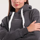 Boxy cropped basic hoodie in dark grey