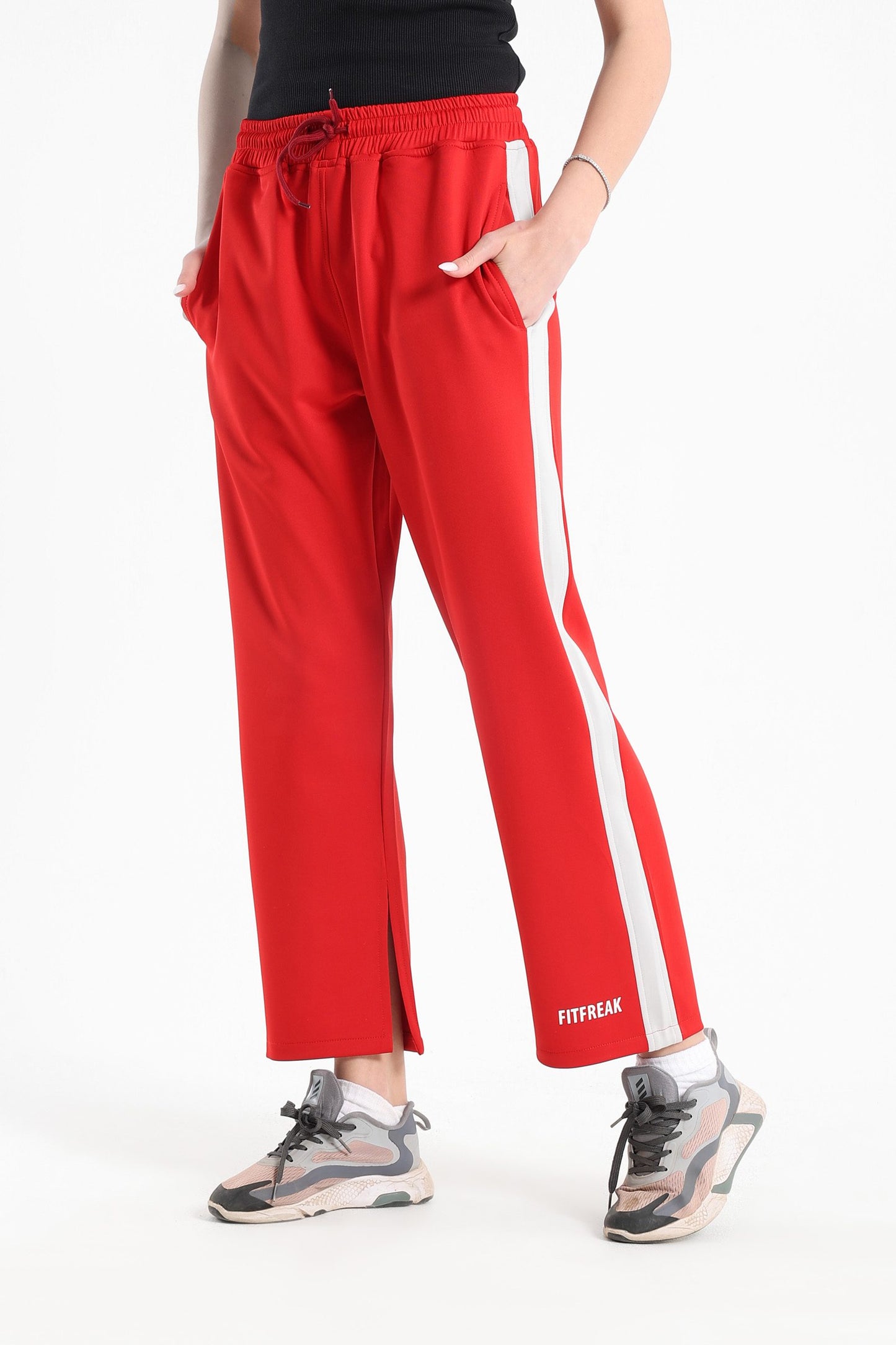 Classic Slit Sweatpants In Red