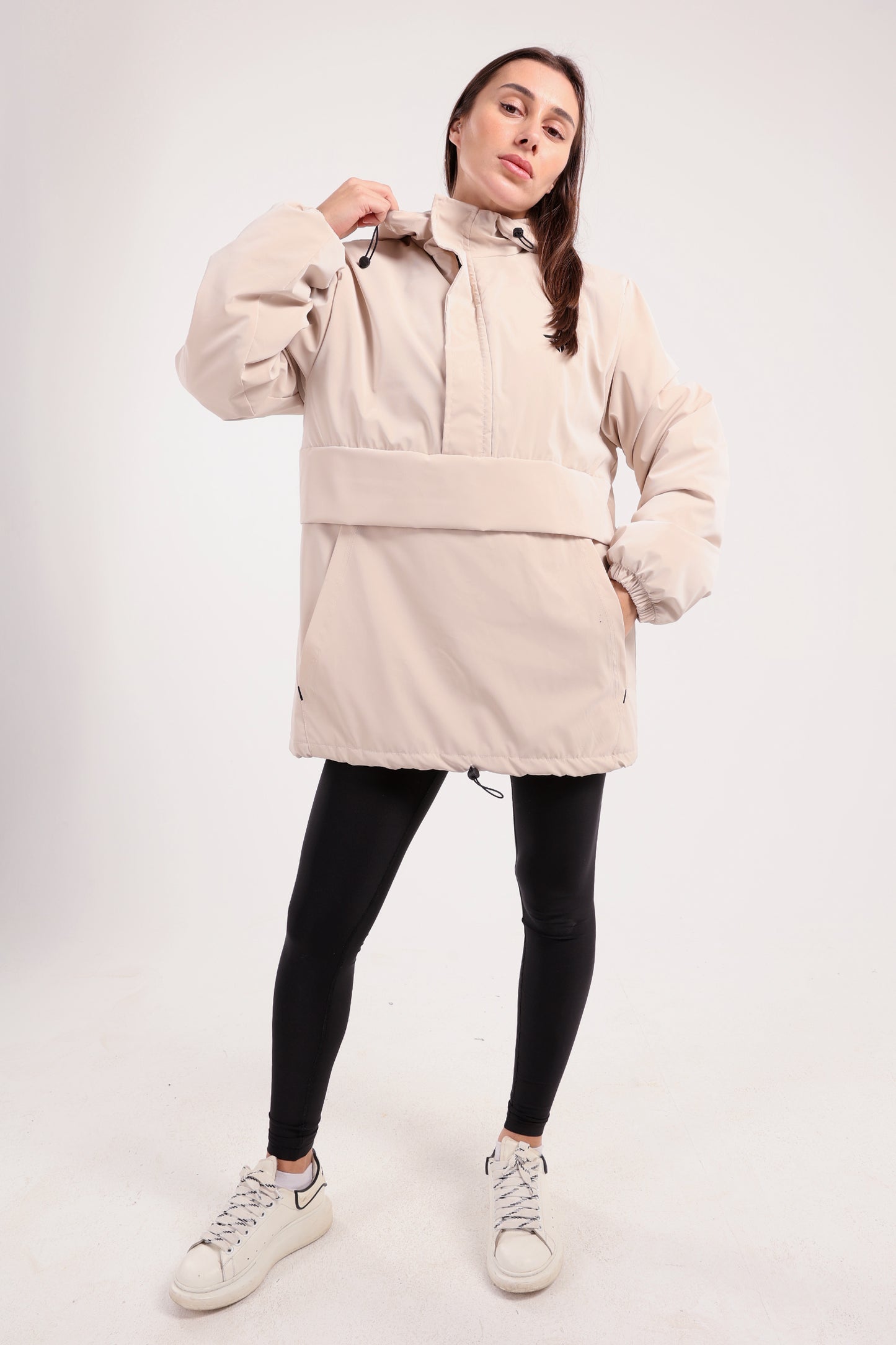 Beige Cloud Zip Up Hoodie