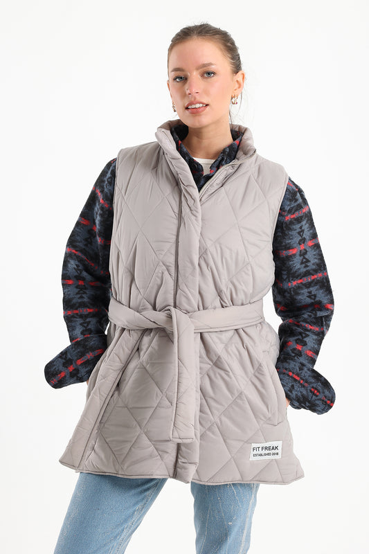 Silver Long Puffer Vest