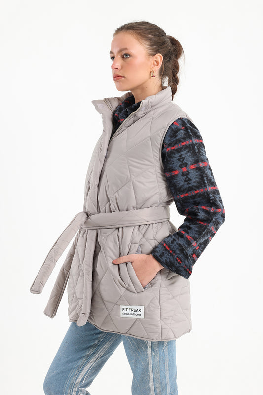 Silver Long Puffer Vest