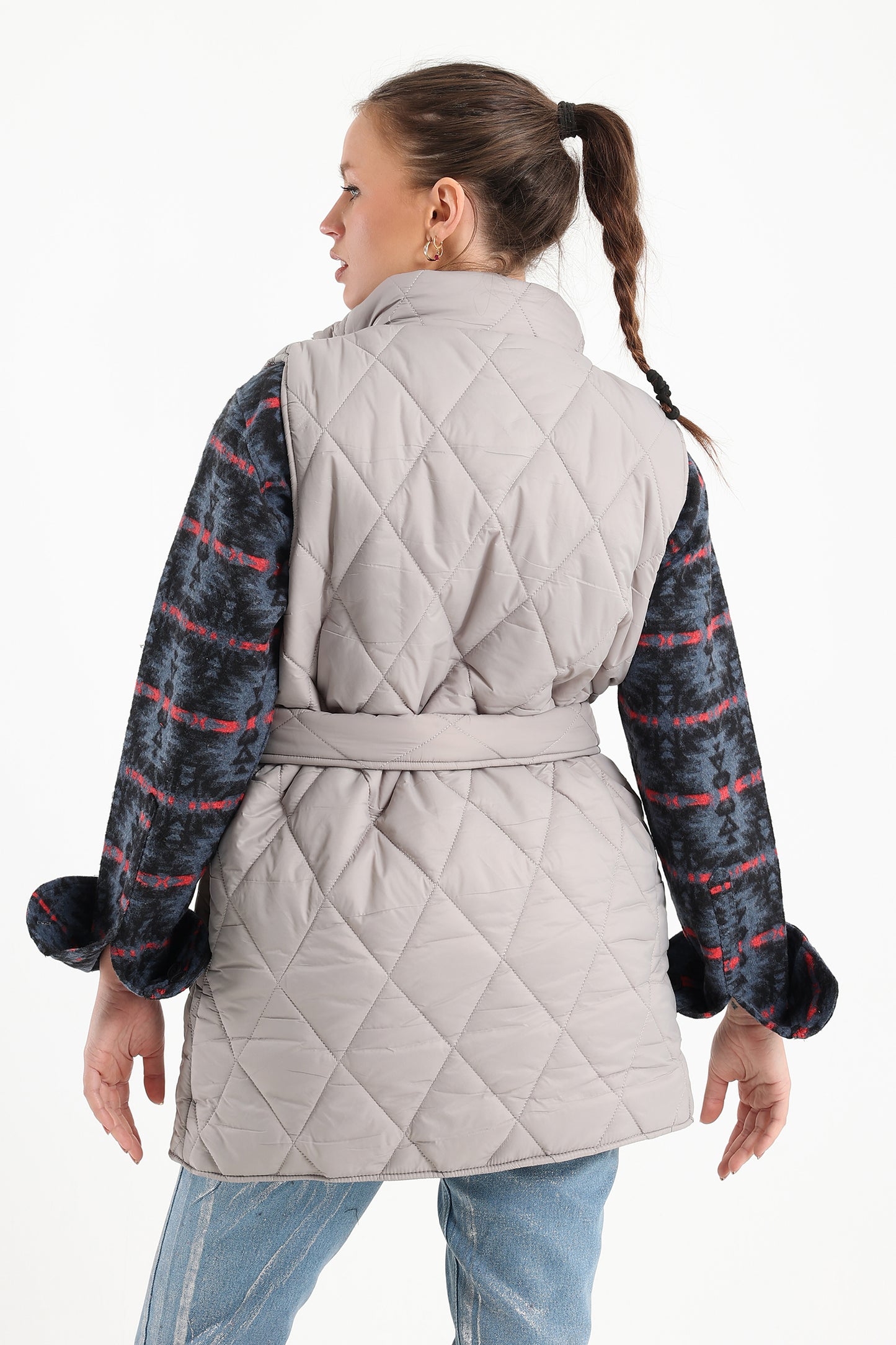 Silver Long Puffer Vest