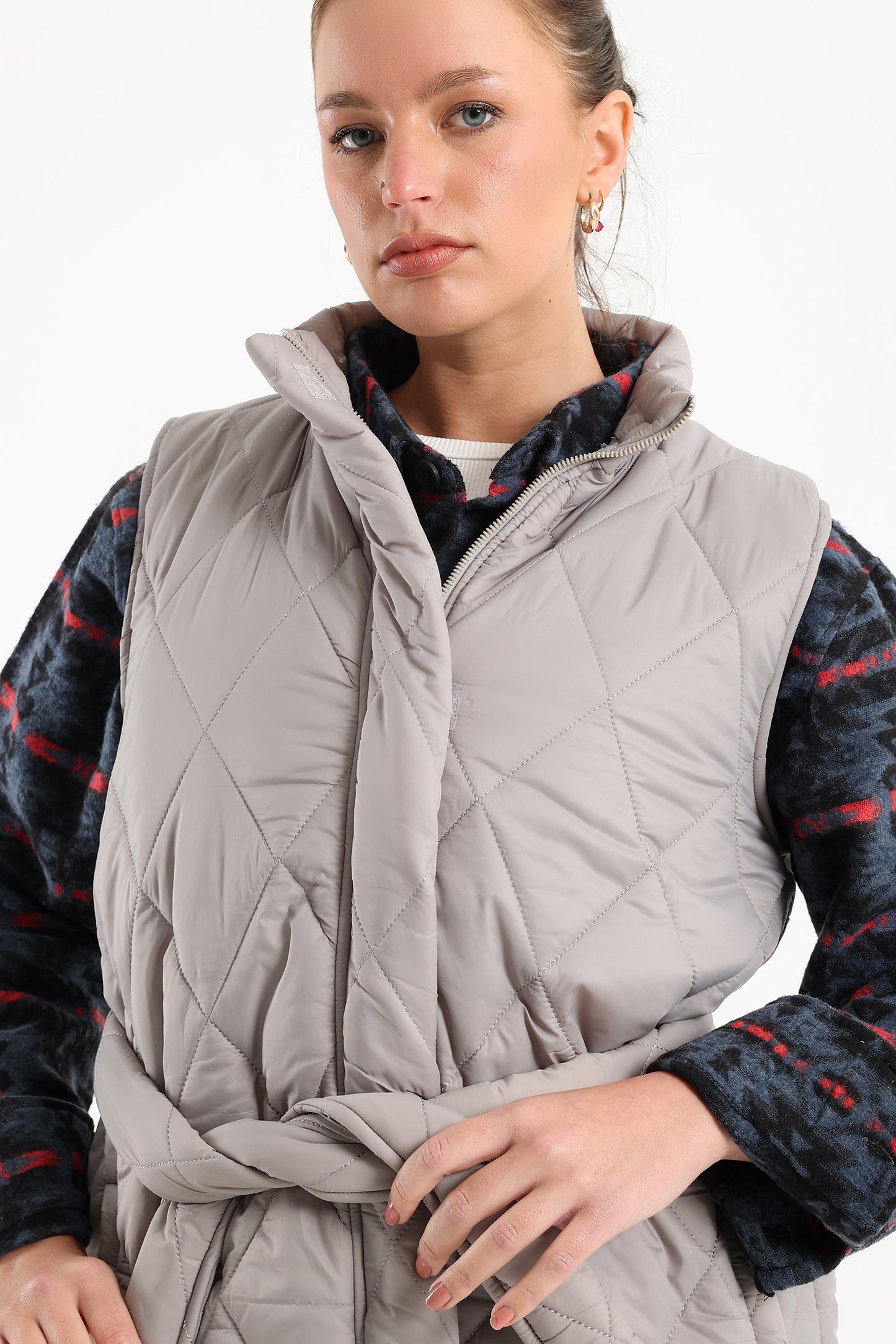 Silver Long Puffer Vest