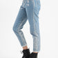 Mid Blue Straight Leg Metallic Jeans