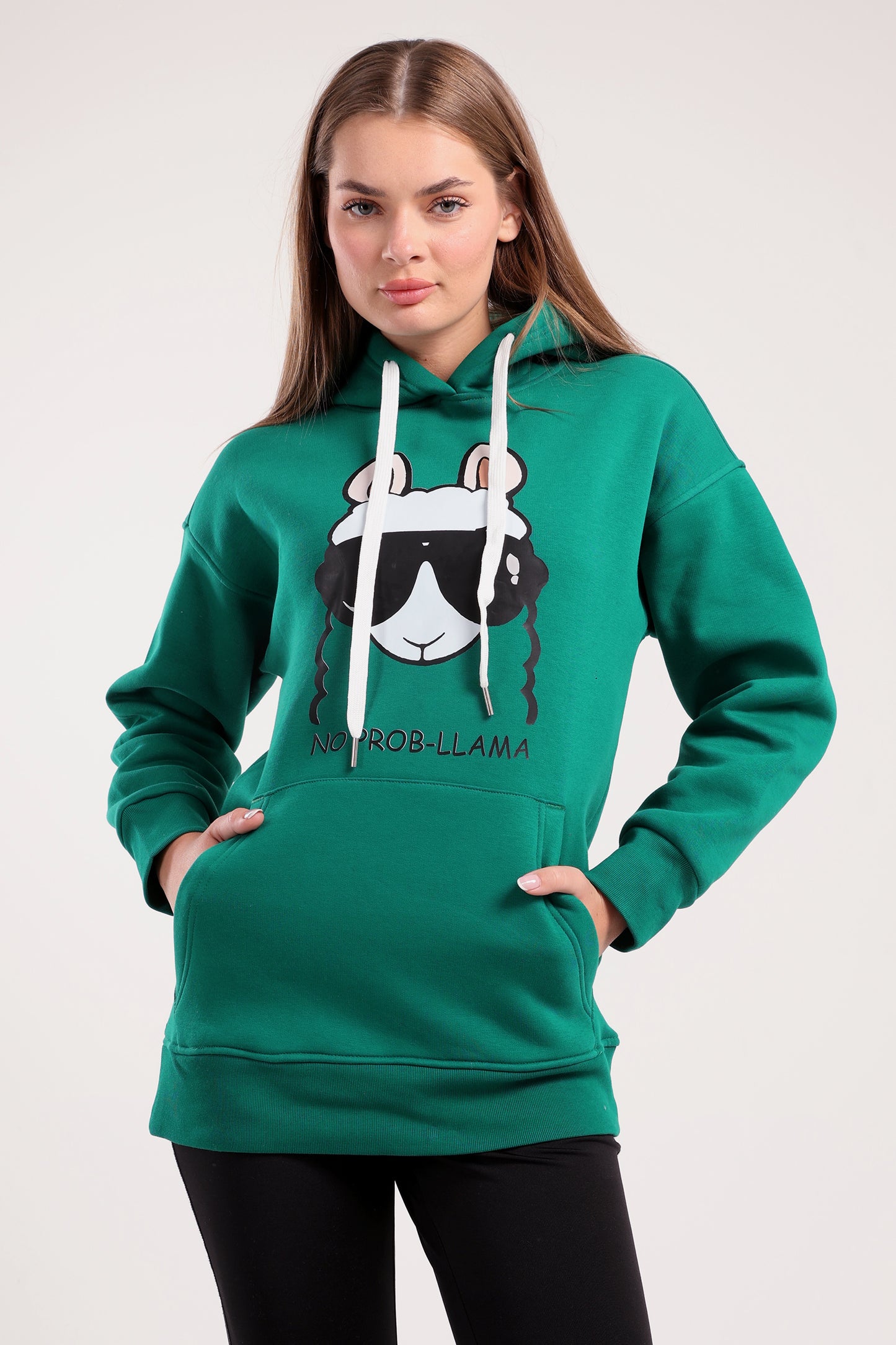 Cool Llama Print Hoodie