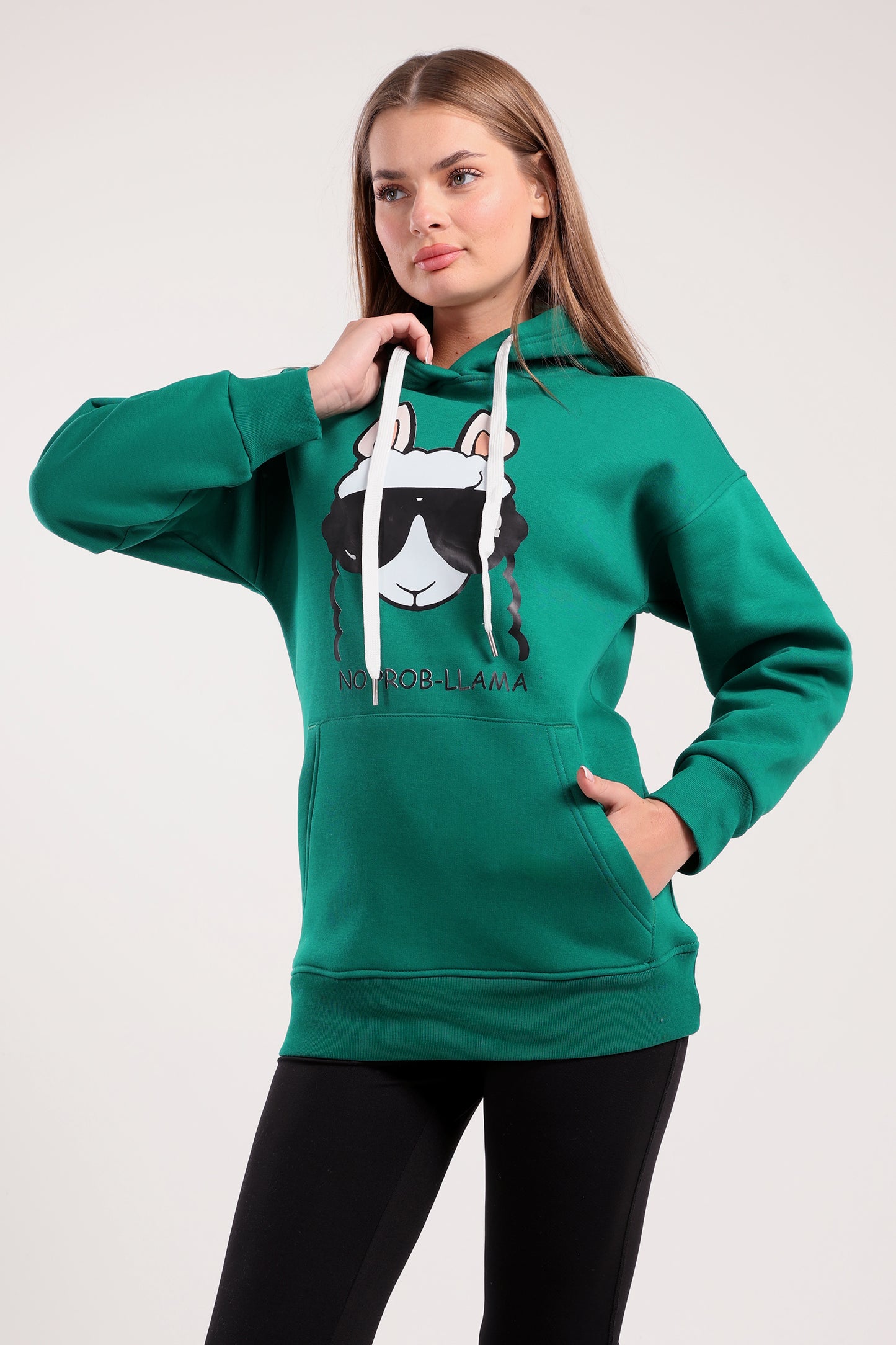 Cool Llama Print Hoodie