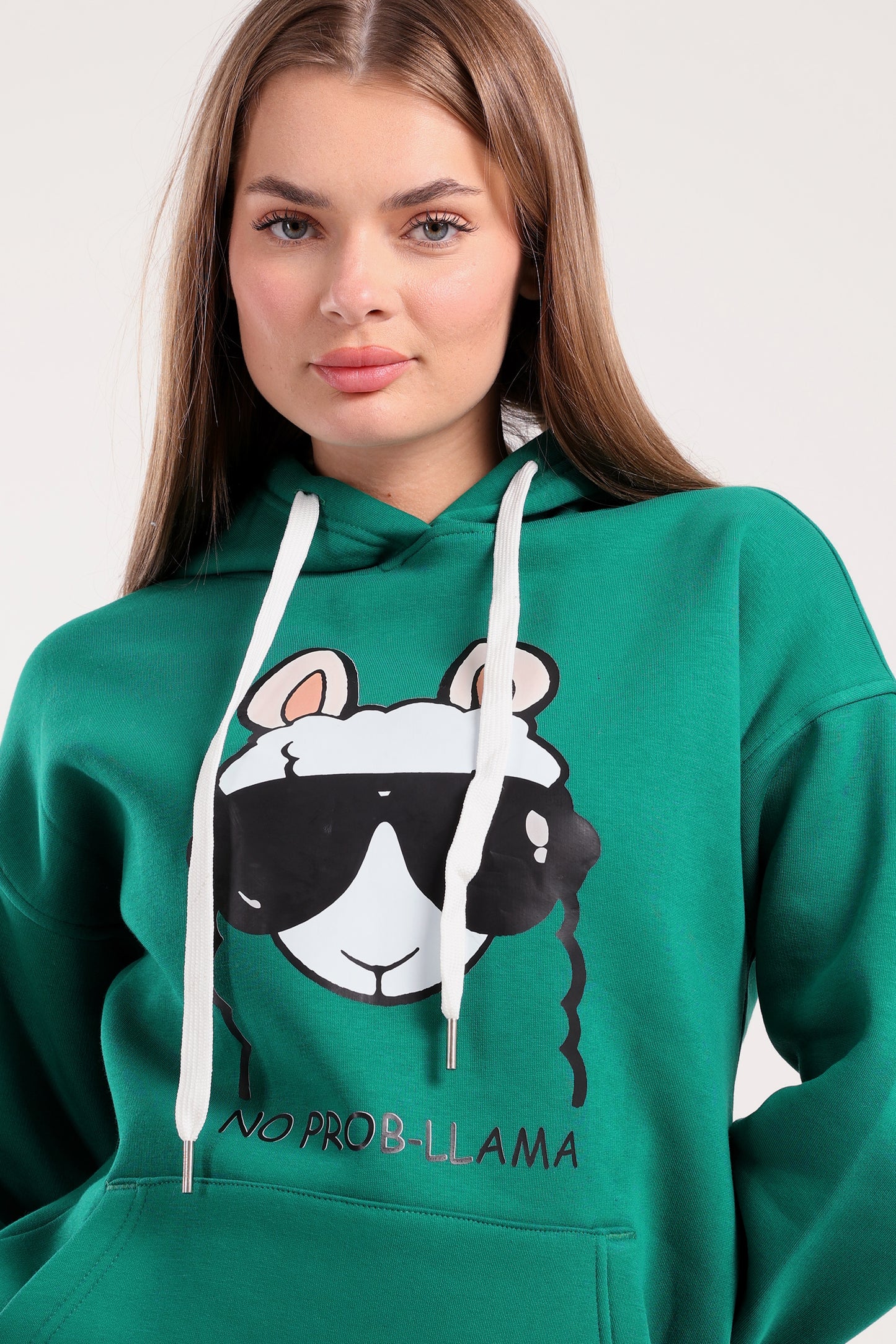 Cool Llama Print Hoodie