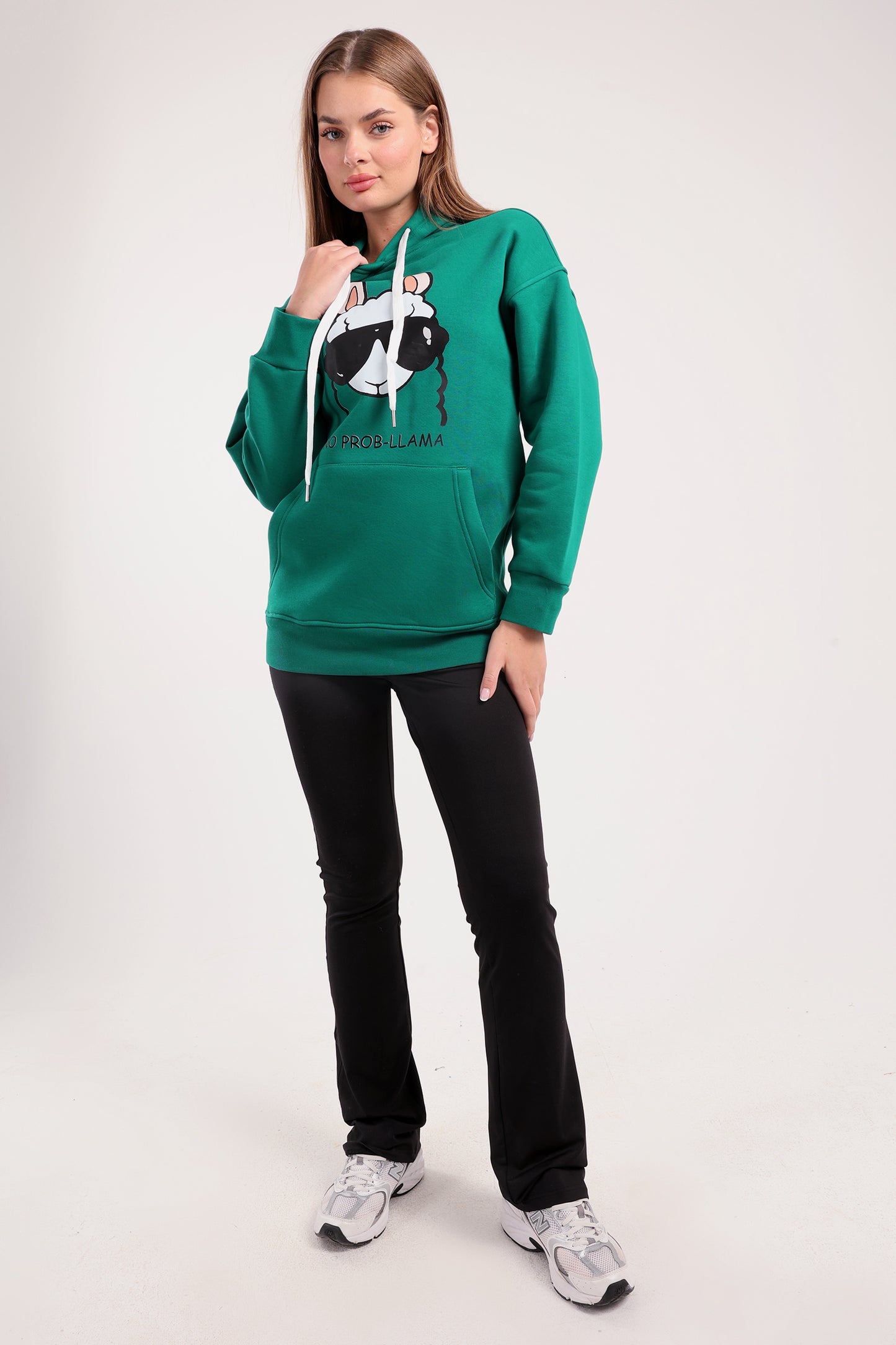 Cool Llama Print Hoodie