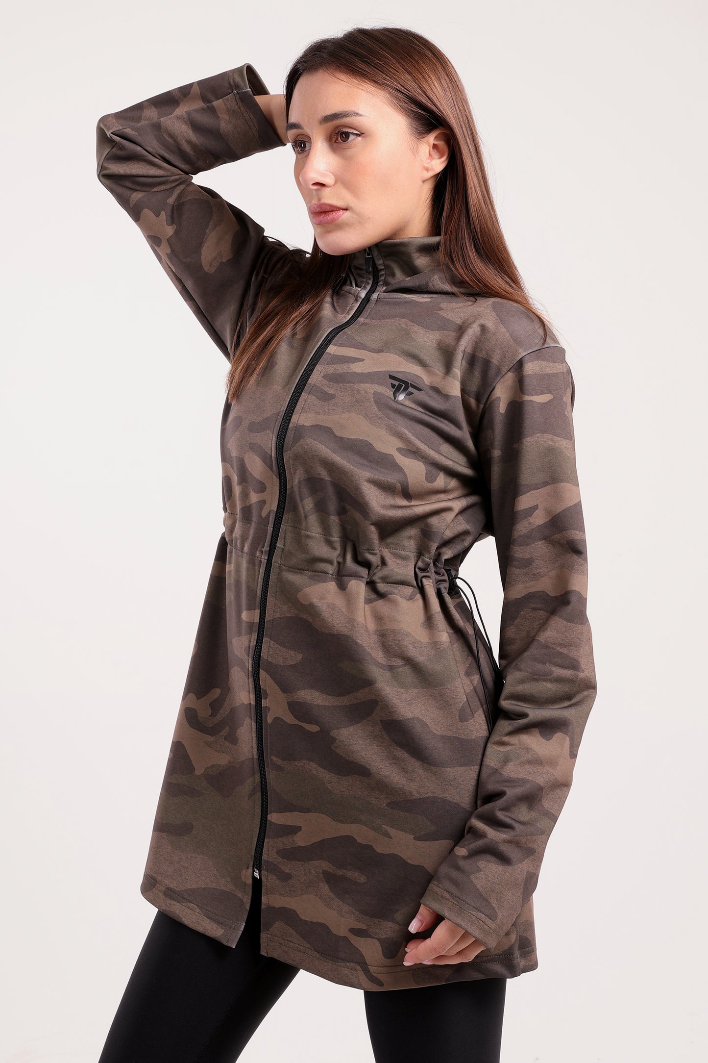 Green Camo Drawstring Oversized Jacket