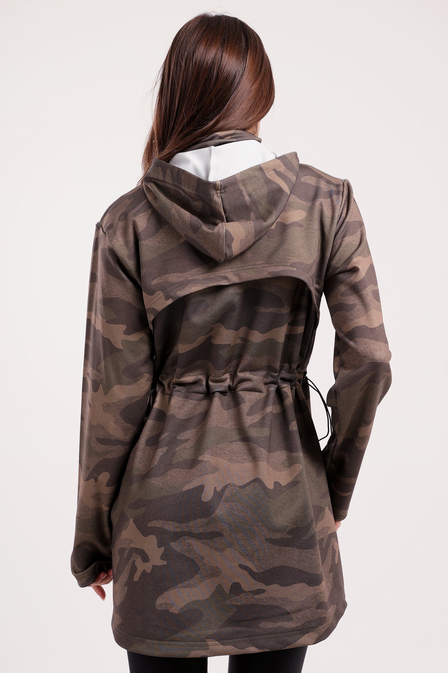 Green Camo Drawstring Oversized Jacket