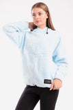 Oversized plush hoodie in baby blue