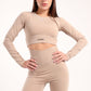 Oyster contour long sleeve crop top