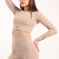 Oyster contour long sleeve crop top