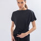 Black Front Tie Short Sleeve Top