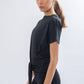 Black Front Tie Short Sleeve Top