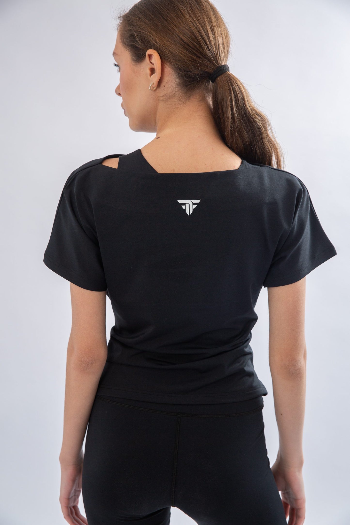 Black Front Tie Short Sleeve Top