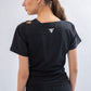 Black Front Tie Short Sleeve Top